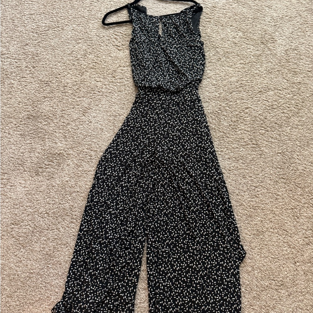White House Black Market Black and White Jumpsuit with Fitted Bodice